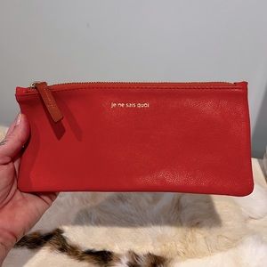 Leather zip pouch clutch